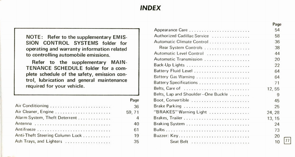 1973 Cadillac Owners Manual Page 69